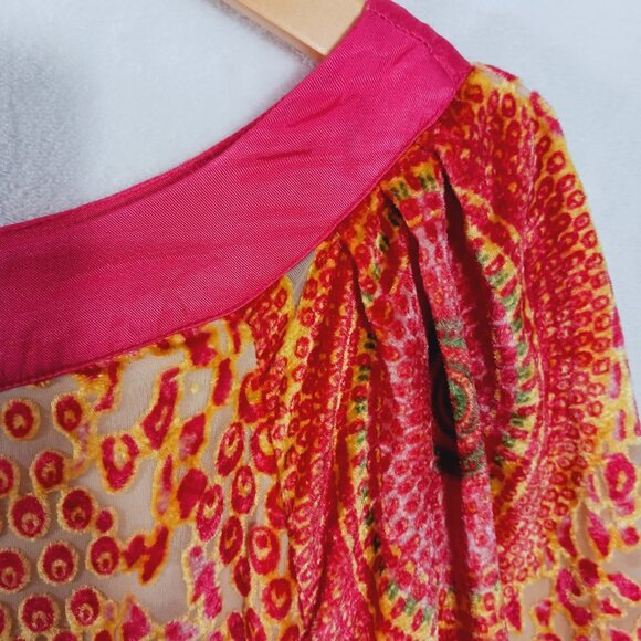 Casual Living, Dress, X, Sheer Burnt Velvet layered over Nude Lining, Pink Trim - Picture 8 of 15